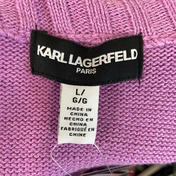Karl Lagerfeld Purple Long Sleeves Embellished Sweater Large New With Tag - Picture 8 of 9
